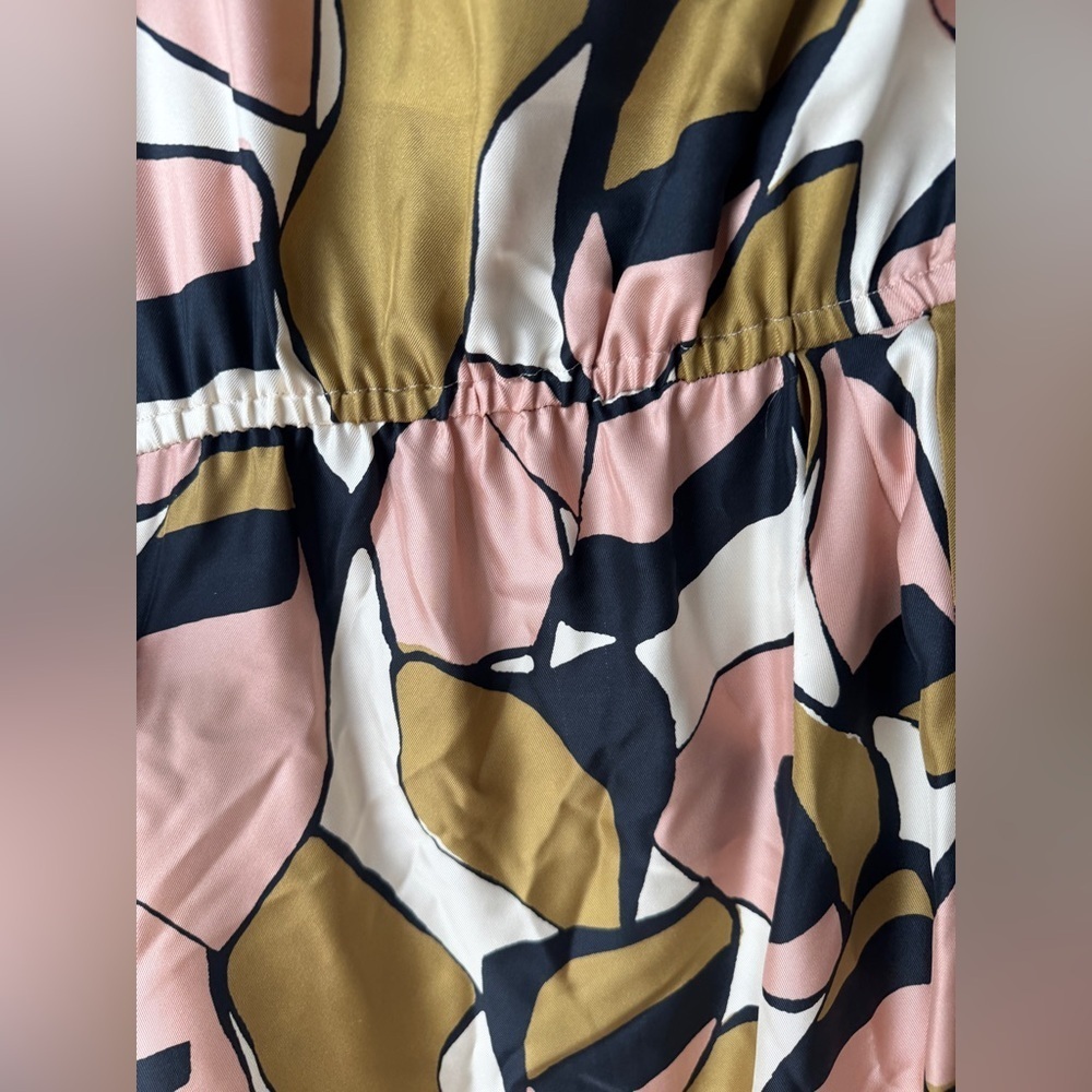Marc Jacobs silk midi dress cowl mock neck short cap sleeve abstract print knee - Picture 11 of 11